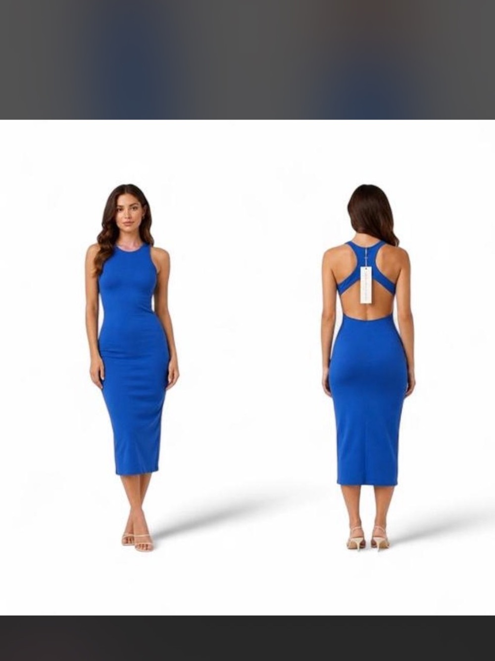 NWT House of Harlow 1960 Royal Blue Sleeveless Midi Dress with Open Back